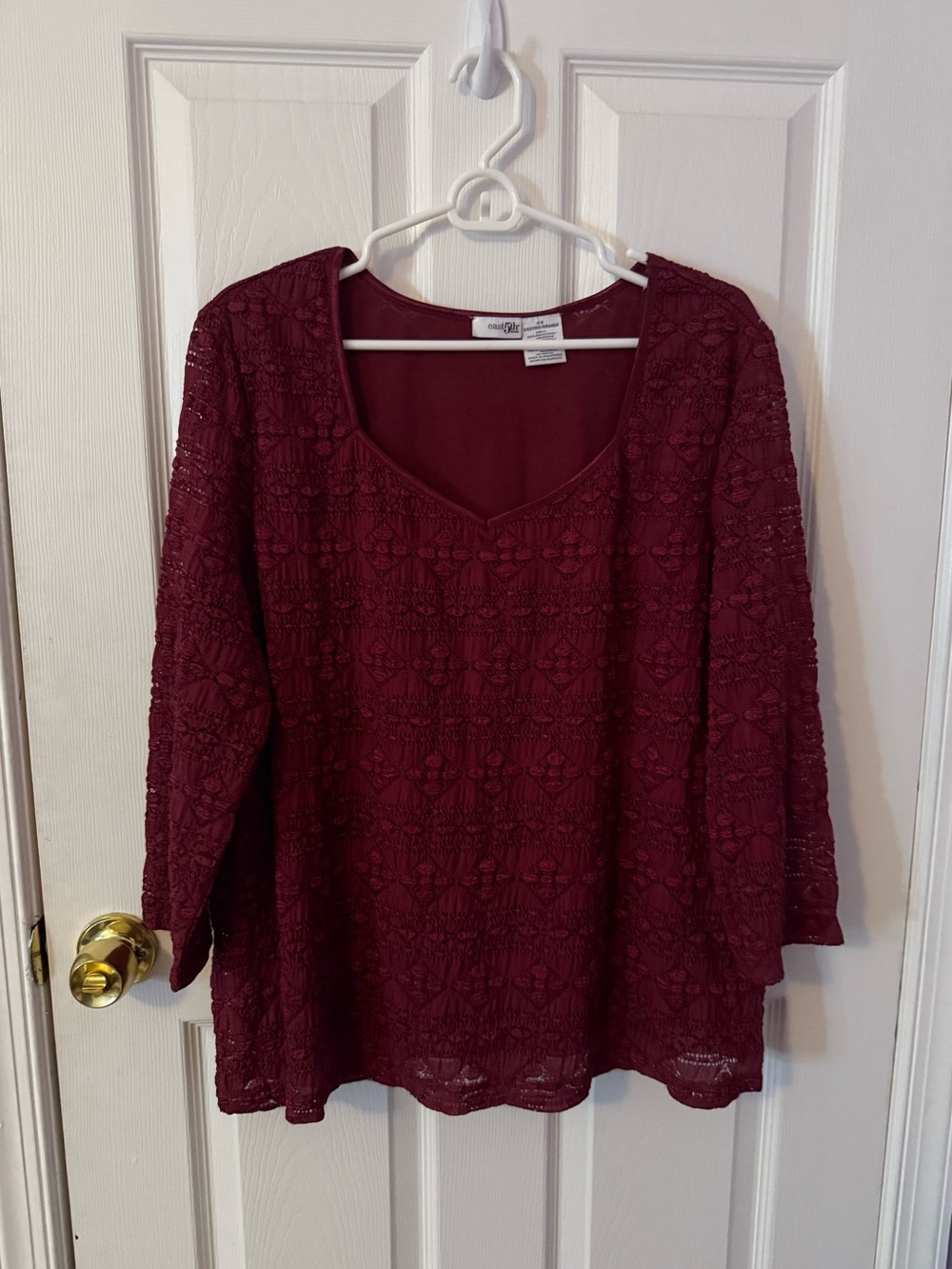East 5th Burgundy Lace Scoop Neck Blouse